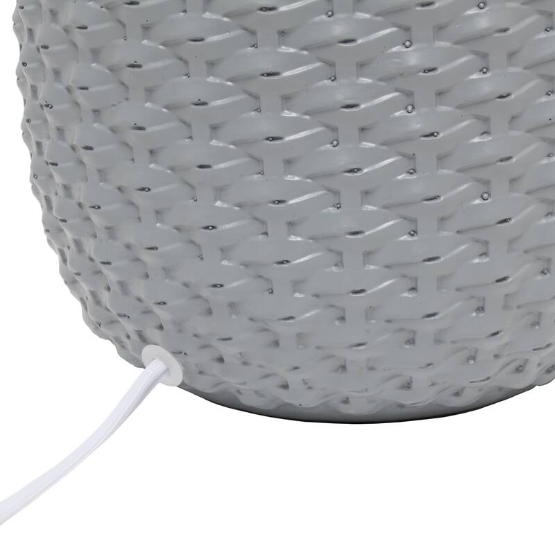 20.4" Purled Texture Lamp with White Fabric Shade