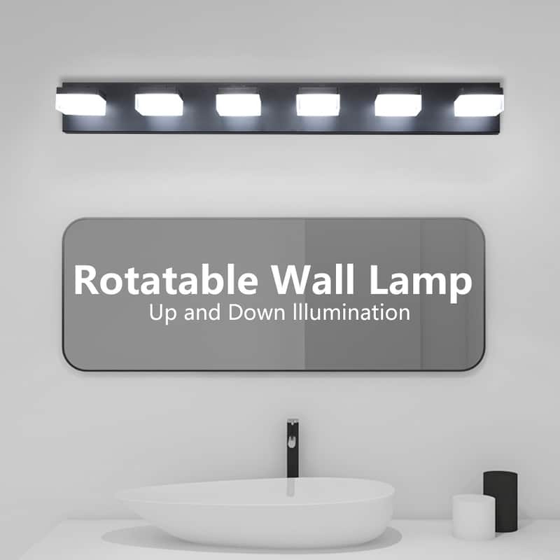 Modern 6-Light Black LED Vanity Mirror Light Fixture For Bathrooms And Makeup Tables