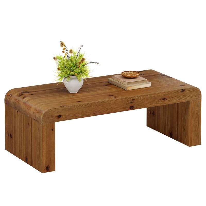 47-Inch Solid Wood Coffee Table, Farmhouse Rectangle Center Table