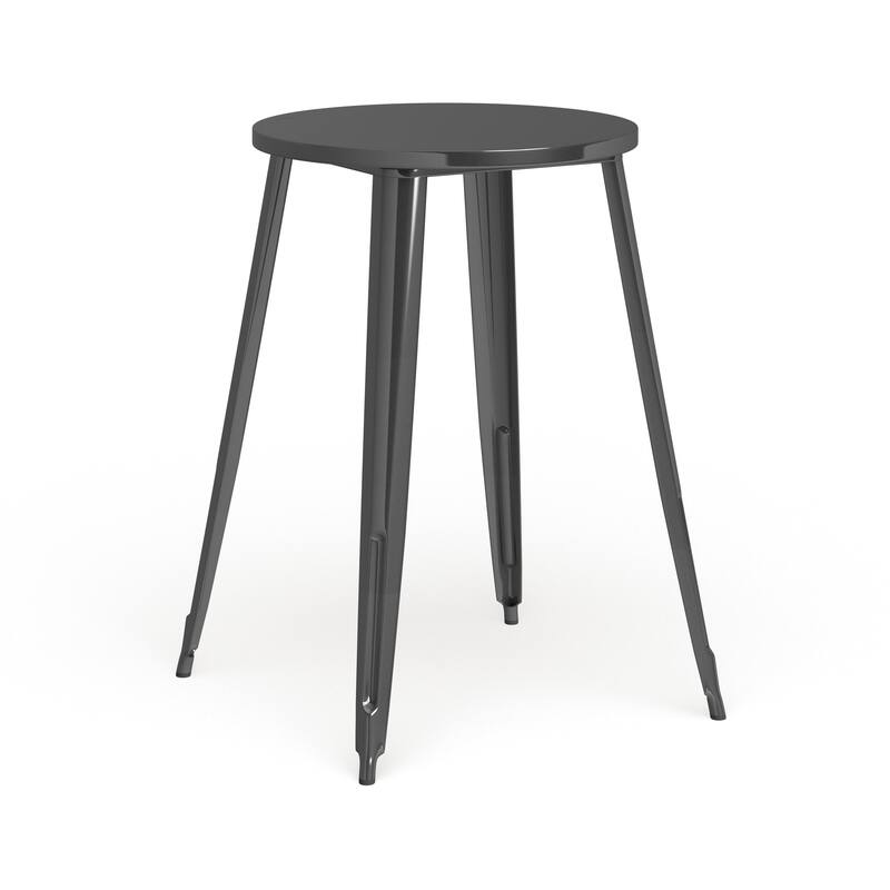 30'' Round Metal Indoor-Outdoor Bar Height Table - Black