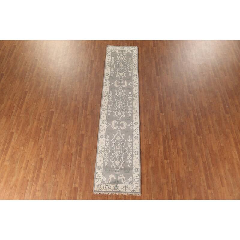Oushak Oriental Runner Rug Hand-Knotted Wool Carpet - 2'7"x 11'8"