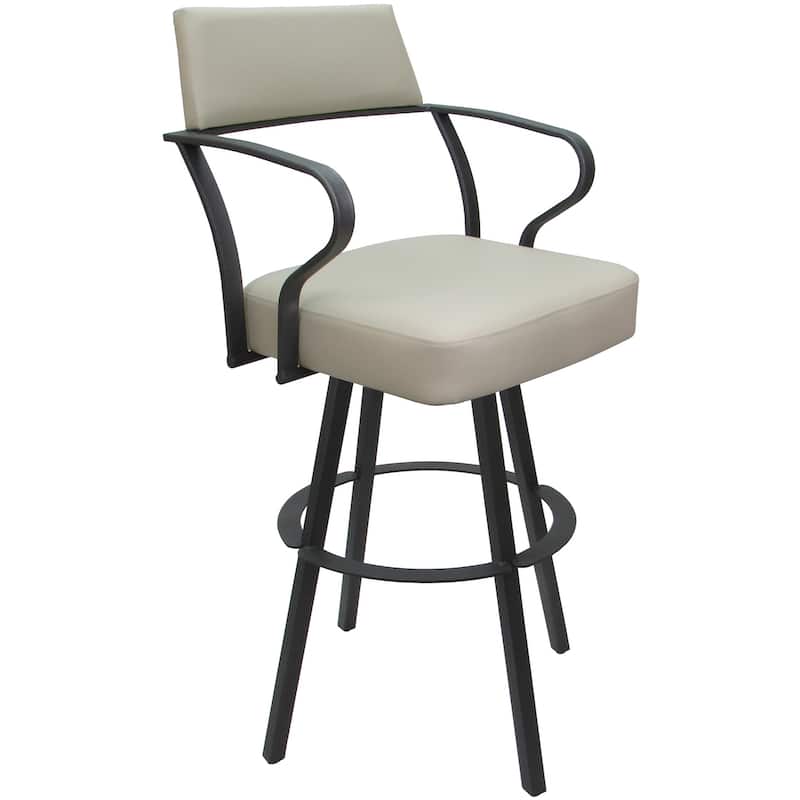Swivel Counter Bar or Extra Tall Metal Bar Stool Carolina Warren Base - Ocean Beige Vinyl - Gray - Counter Height