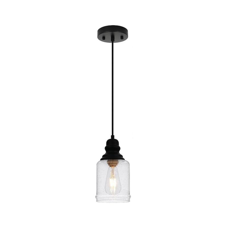 6.29” Hanging lighting black seeded glass island lights glass, metal pendant light