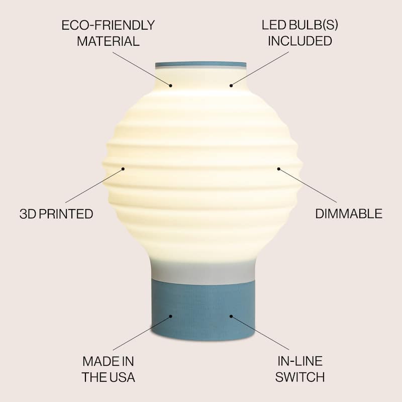 Asian Lantern 15" Vintage Traditional Plant-Based PLA 3D Printed Dimmable LED Table Lamp, by JONATHAN Y