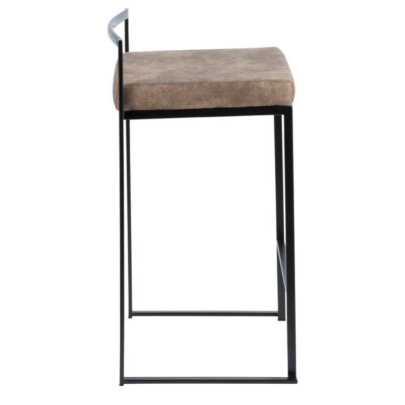 Porch & Den Forrest Contemporary Black Stackable Fully Welded Counter Stool (Set of 2)