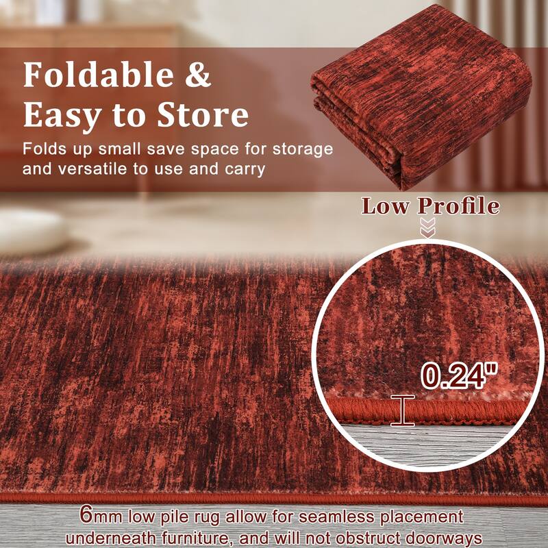 Rugs for Living Room Modern Abstract Area Rug Non-Slip Low Pile Accent Rug Soft Foldable Solid Rug