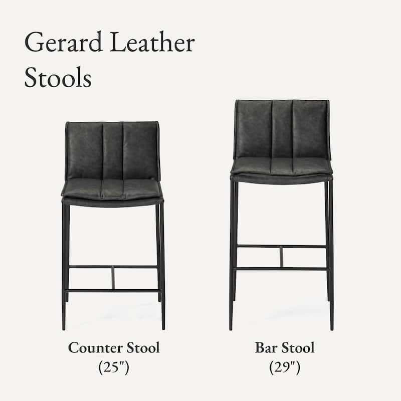 Maven Lane Gerard Bar Metal & Vegan Leather Kitchen Dining Stool