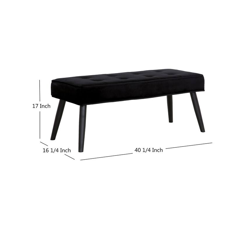 Kipp Velvet Upholstered Button Tufted Bench Ottoman