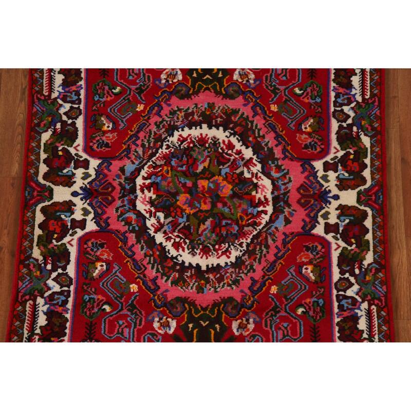 Hand Knotted Oriental 100% Wool Carpet Traditional Floral Red Bakhtiari Area Rug - 4' 10'' X 3' 7''