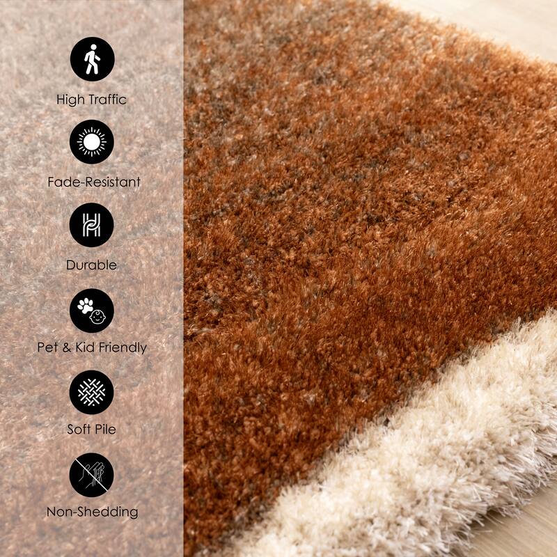 Orange Taupe Cream Sandbanks Soft Living Room Rug