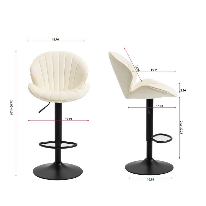 Bar Stools Set of 2 - Adjustable Barstools with Back and Footrest, Counter Height Bar Chairs for Kitchen