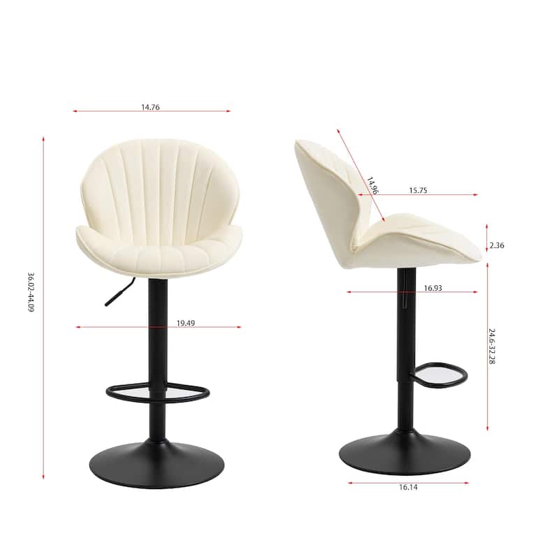 Swivel Bar Stools Set of 2, Adjustable Counter Height Barstools with Metal Base, Dining Chairs with Back and Footrest