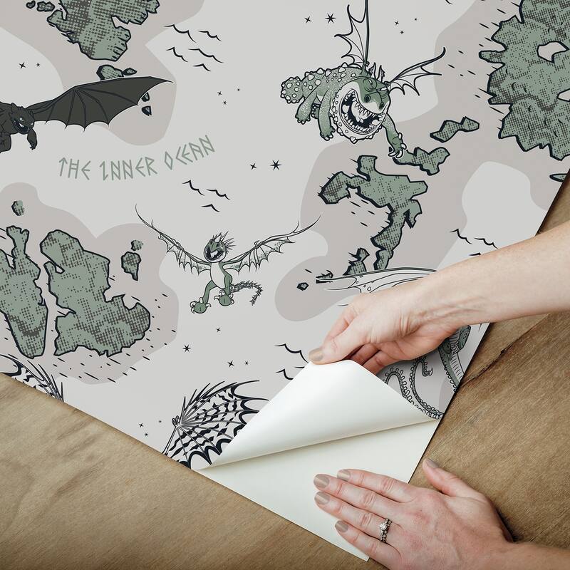 How to Train Your Dragon Isle of Berk Grey Peel and Stick Wallpaper