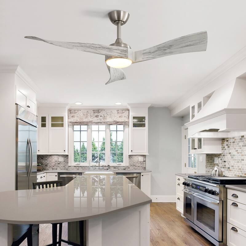52 Inch Brushed Nickel Ceiling Fan Light, 6 Speeds Reversible Ceiling Fan for Bedroom Living Room Patio - Brushed Nickel