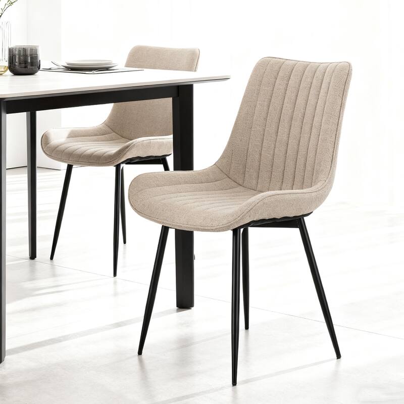 Modern Dining Chairs Set of 4, Upholstered Faux Leather Cushion Seat and Sturdy Metal Legs (4 Chairs)