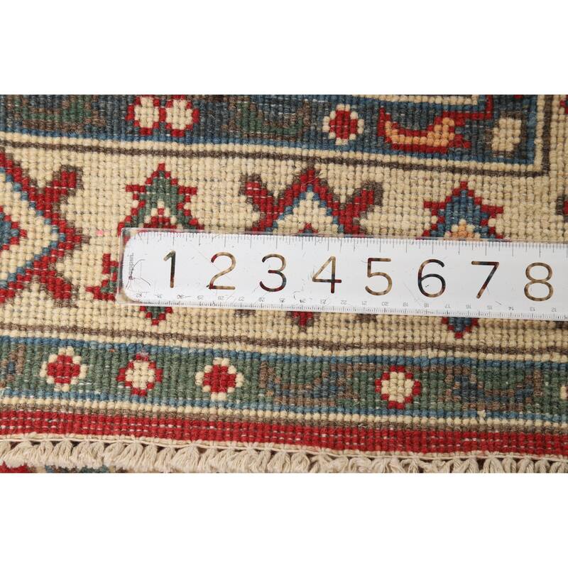 Hand Knotted Oriental 100% Wool Carpet Traditional Geometric Red Kazak Area Rug - 3' 0'' X 2' 0''