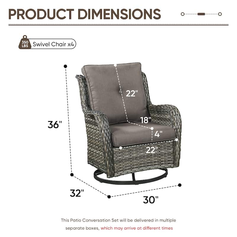 Pocassy Outdoor Patio Wciker Sofa Furniture Set of Chair Table.