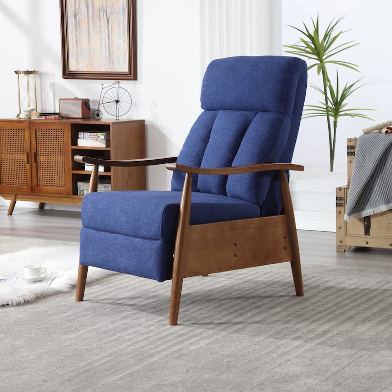 Blue Modern 26.38" Upholstered Adjustable Chaise Lounge Chair with Wood Frame for Living Room
