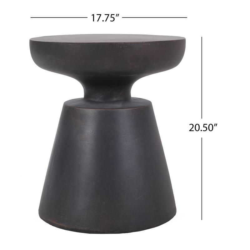 Roomfitters Outdoor Lightweight Concrete Side Table, Modern Flared Pedestal Accent Patio End Table, Copper