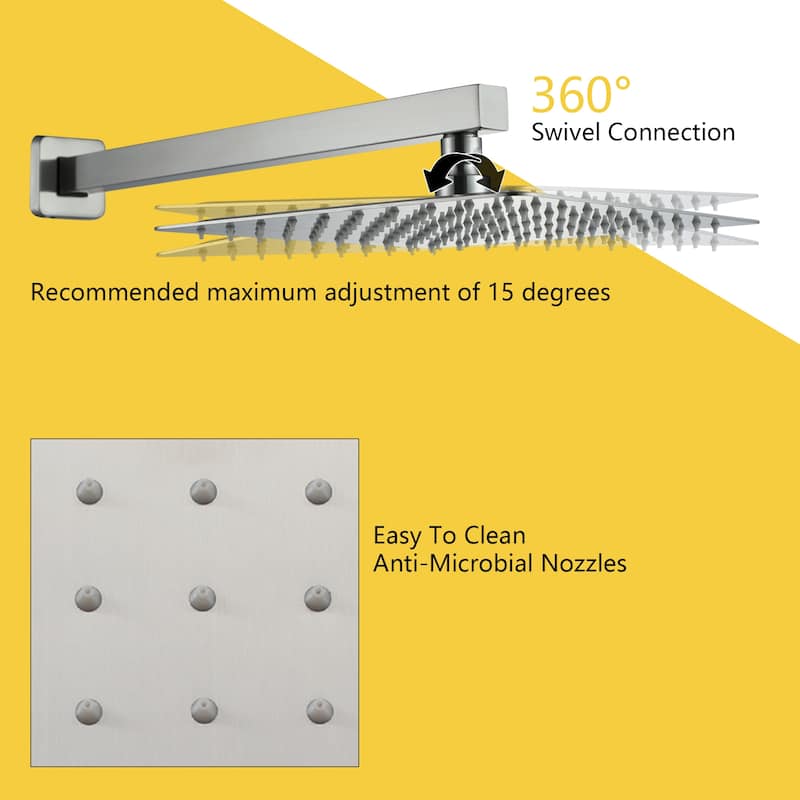 3-Function 10/12-In Wall Mounted Shower System with Handheld Shower