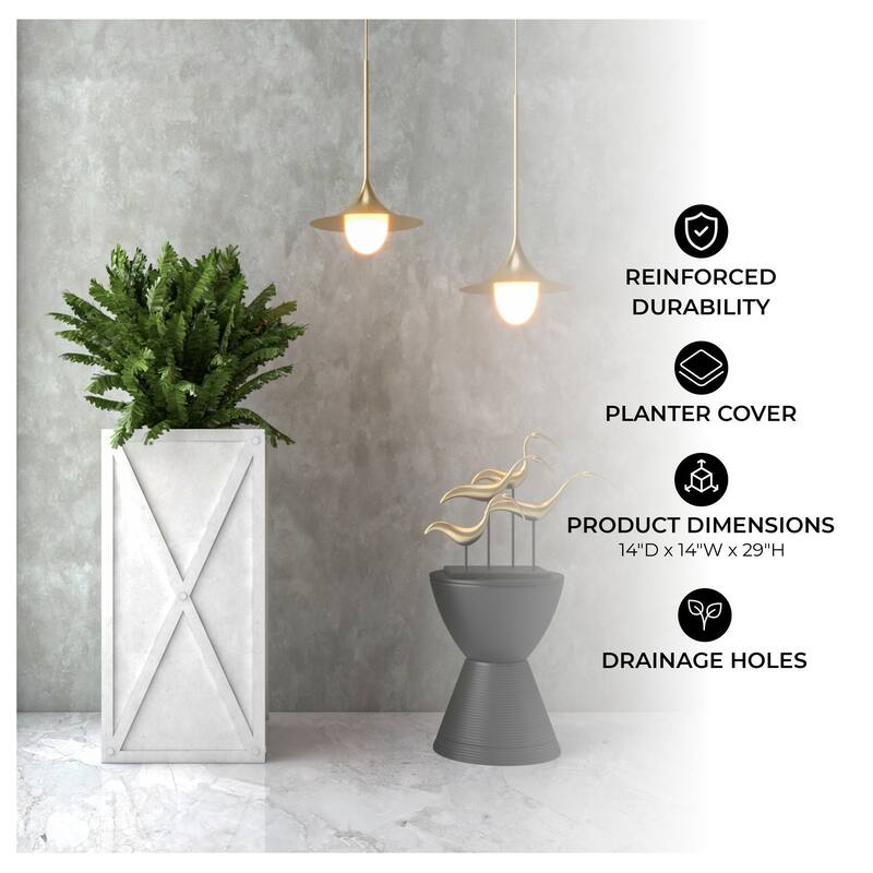 Papyrus Rectangular Modern Planter Handcrafted with Drainage, Lightweight Fiberstone MGO Clay Blend for Indoor Outdoor Use