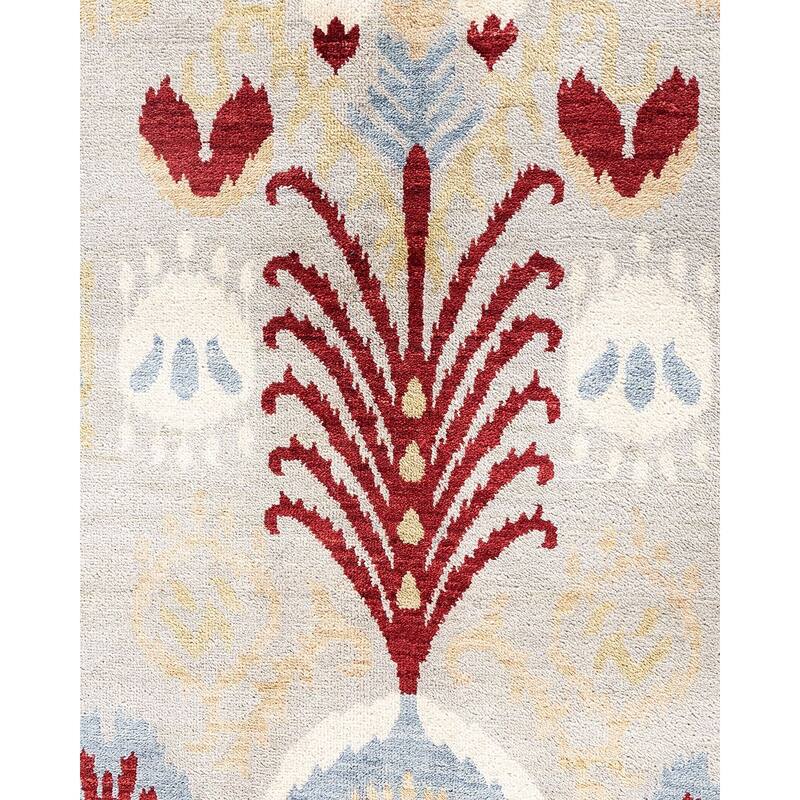 Ikat One-of-a-Kind Hand-Knotted Area Rug, Ivory - 9' 3" x 12' 1"