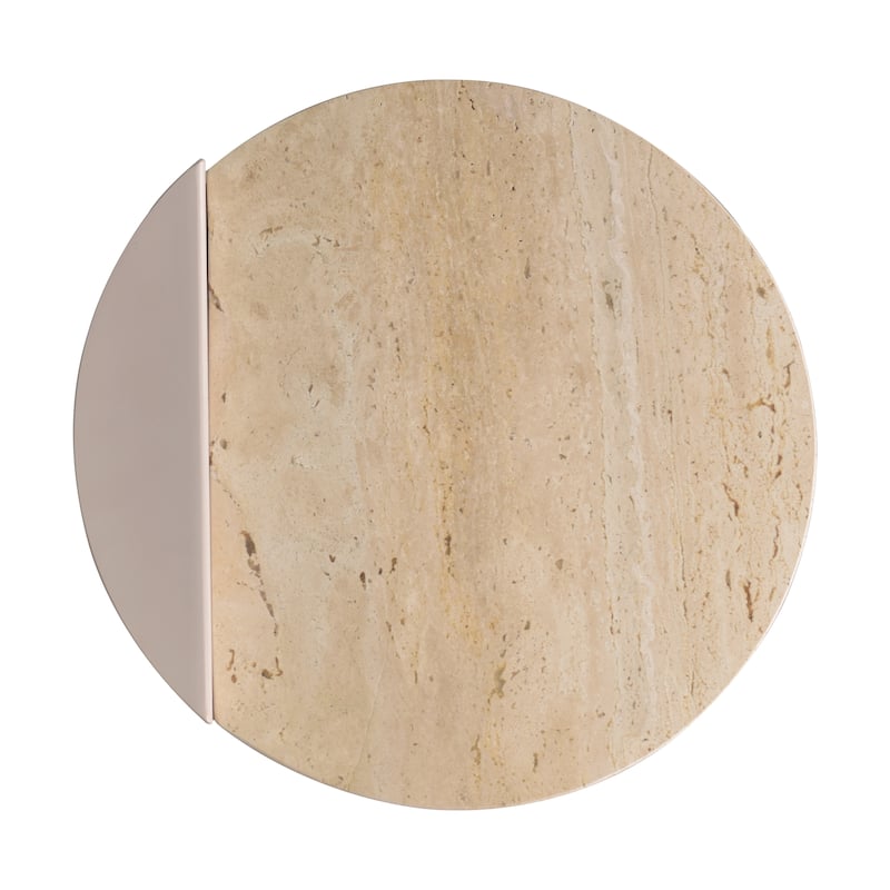 Javier 20" Contemporary Natural Marble/Metal Handmade C-Shaped End Table, Beige/Pink Beige, by JONATHAN Y.