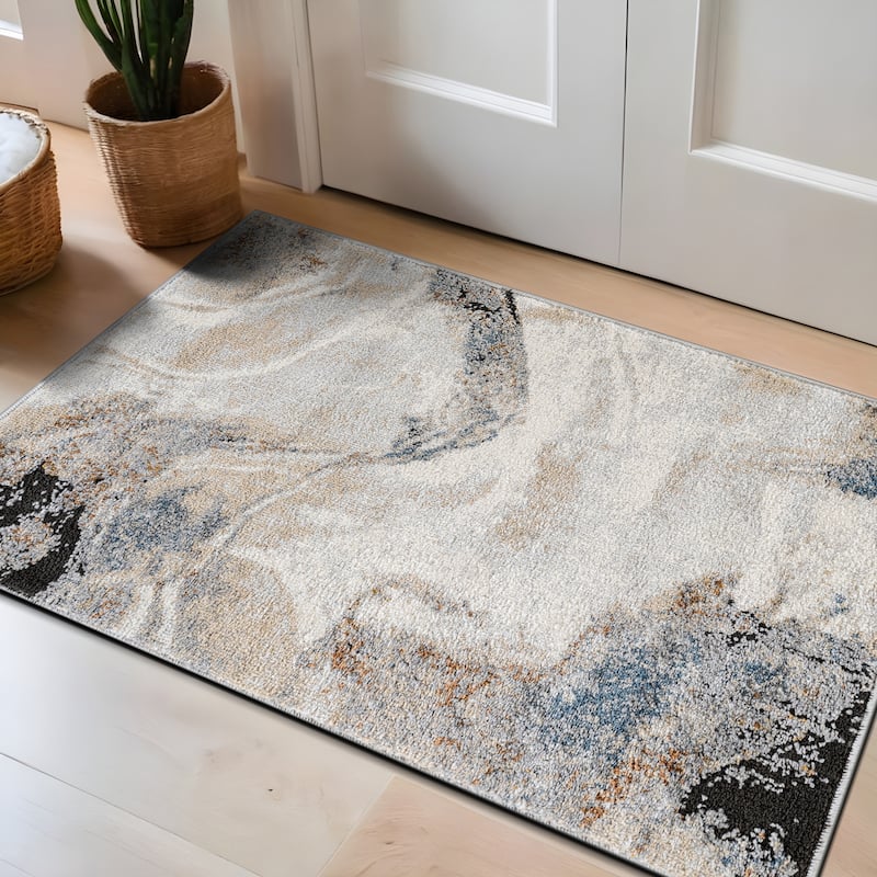 Neutral Desert Drift Area Rug for Living Room, Entryway, or Family Spaces - Easy to Clean and Comfortable Underfoot - 2' x 3'