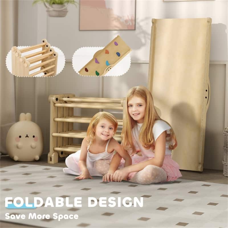 Multicolored 4-in-1 Kids Climber Slide Indoor Playset for Toddlers 18-48 Months Pinewood Adjustable Ramp Safe Play