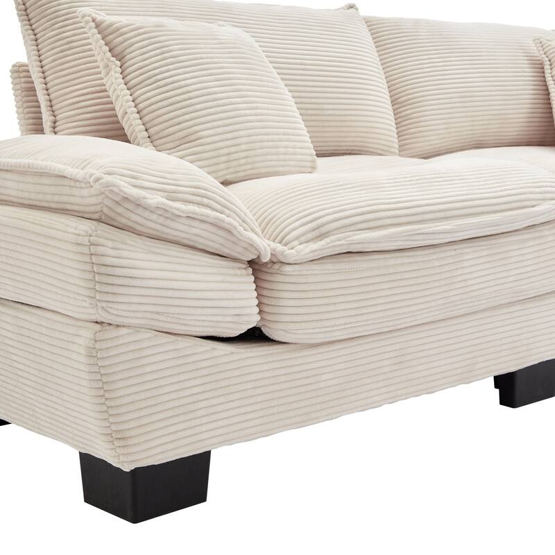84 Inch Modern Style Sleeper Sofa, Corduroy Upholstered Sofa with Pillows,Deep Seat