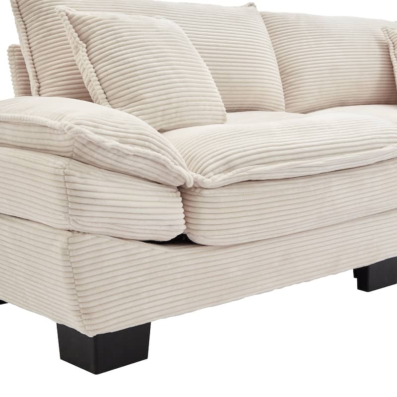 Corduroy Upholstered Loveseat Sofa, 2 Seater Sofa with Pillows, Deep Seat Sectional Sofa with Removable Cushions