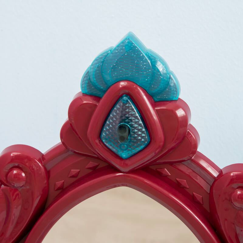 Qaba Self-Opening Mirror Design Kids Vanity Makeup Table Set with Chair and 31-Piece Collection, Imaginative Toy