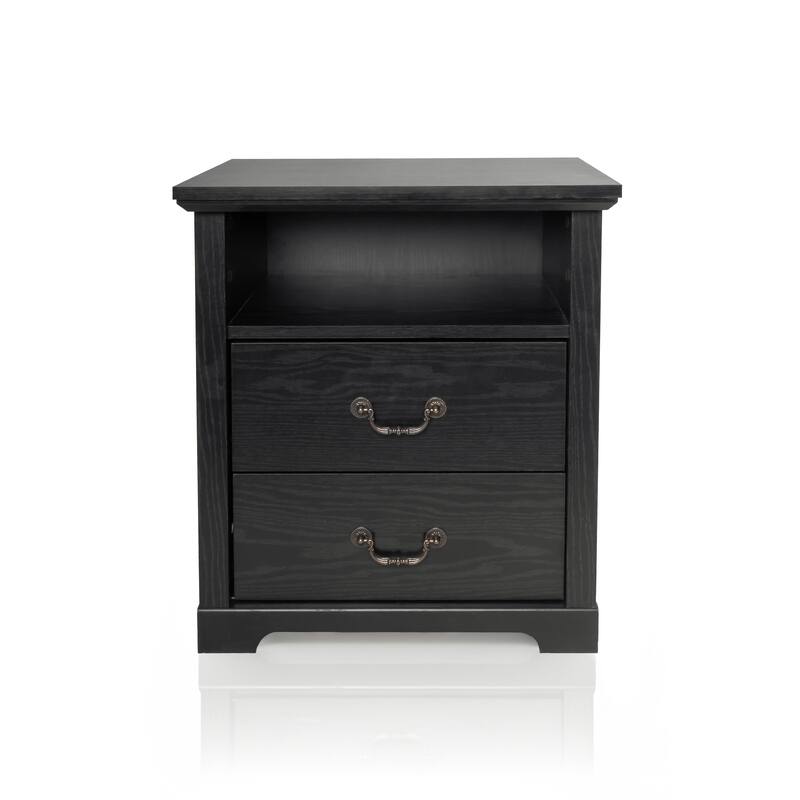 247 Shop At Home Marie 2-Drawer Nightstand with Open Storage Shelf