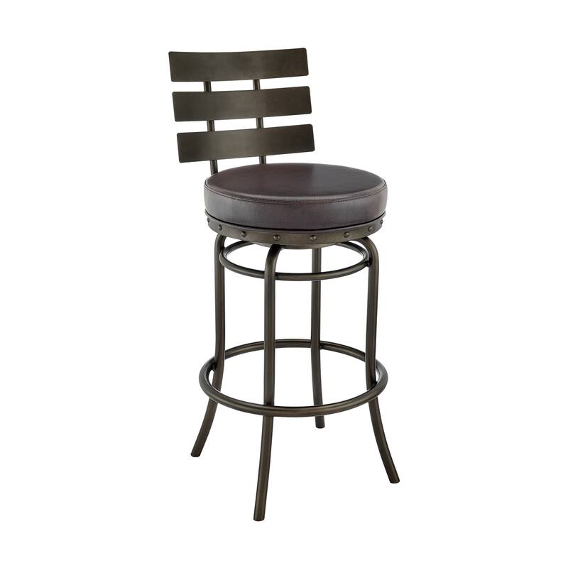 Natya Modern Swivel Counter/Bar Stool in Faux Leather and Metal