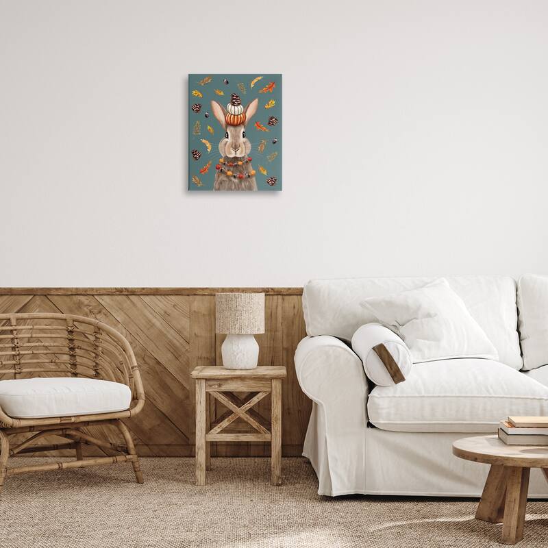 Stupell Festive Autumnal Hare Canvas Wall Art Design By Elizabeth Tyndall