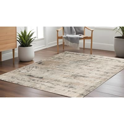 Mahek Power Loomed Geometric Abstract Modern Area Rug By HomeRoots - 94' X '94' X '0.32
