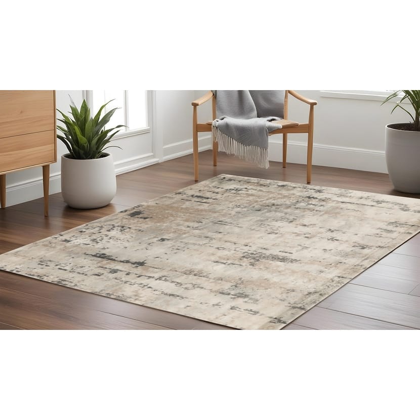 Makos Power Loomed Geometric Abstract Modern Area Rug By HomeRoots - 120' X '120' X '0.32