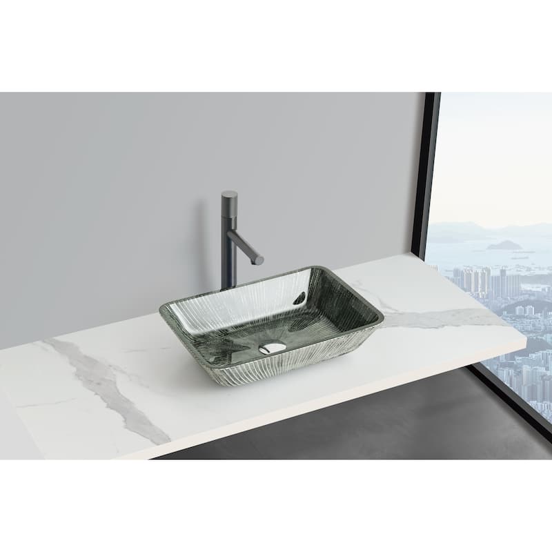 Arete 18" Rectangular Glass Crystal Bathroom Vessel Sink Basin