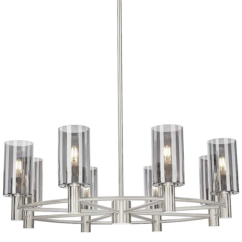 Innovations Lighting 434-8CR-10-32 Crown Point Chandelier Crown Point - Satin Nickel / Light Smoke