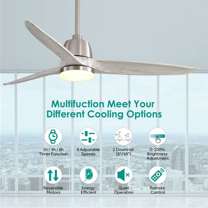 Clihome 56 In. Ceiling Fan Light With Remote Energy-saving DC Motor
