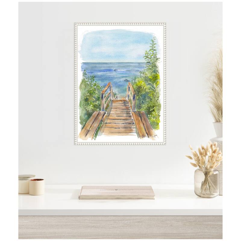 Kate and Laurel Sylvie Stariway to Beach Cape Cod Framed Canvas by Patricia Shaw