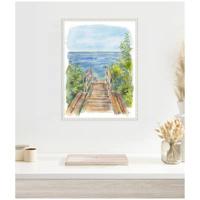 Kate and Laurel Sylvie Stariway to Beach Cape Cod Framed Canvas by Patricia Shaw