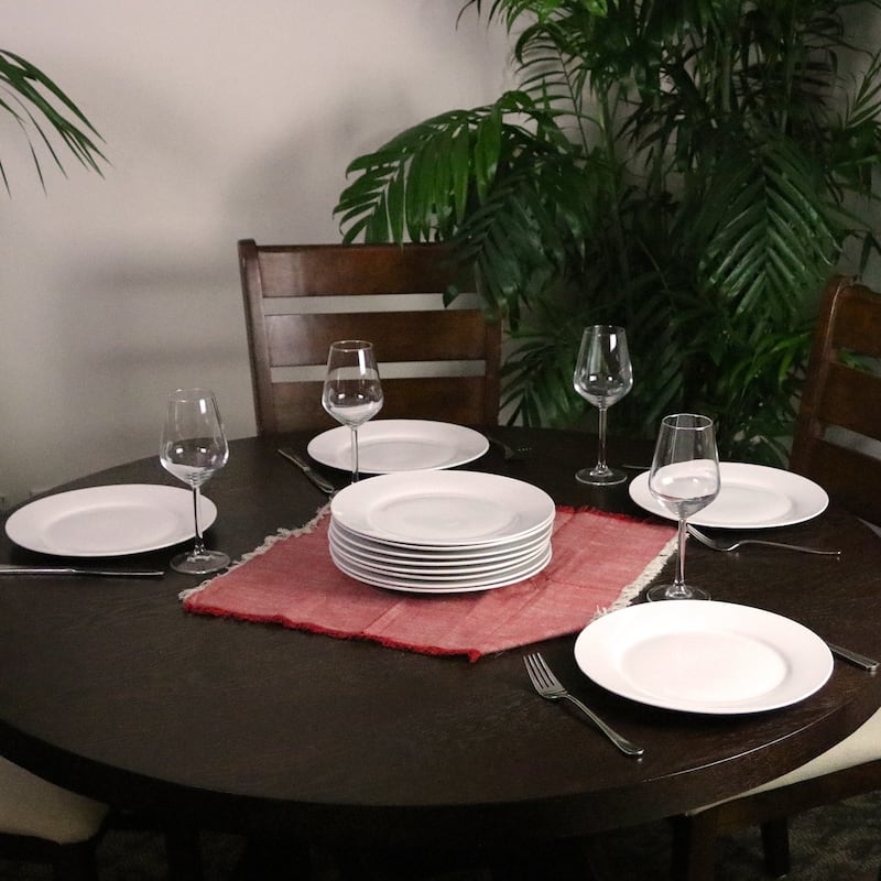 Gibson Home Noble Court 12 Piece Dinner Plate Set in White