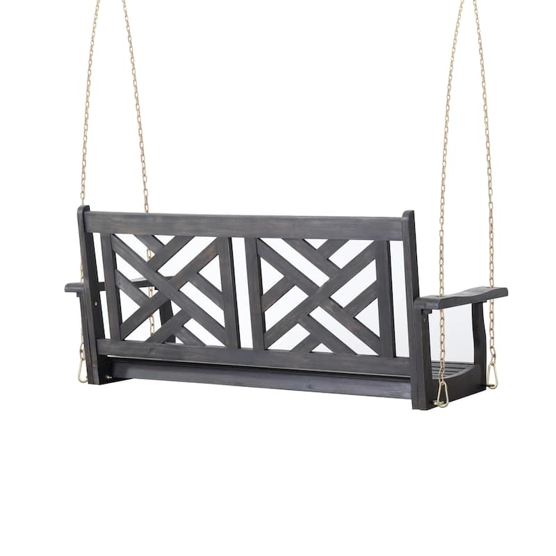 Acacia Wood Porch Swing with 8' Chains and 800lb Capacity