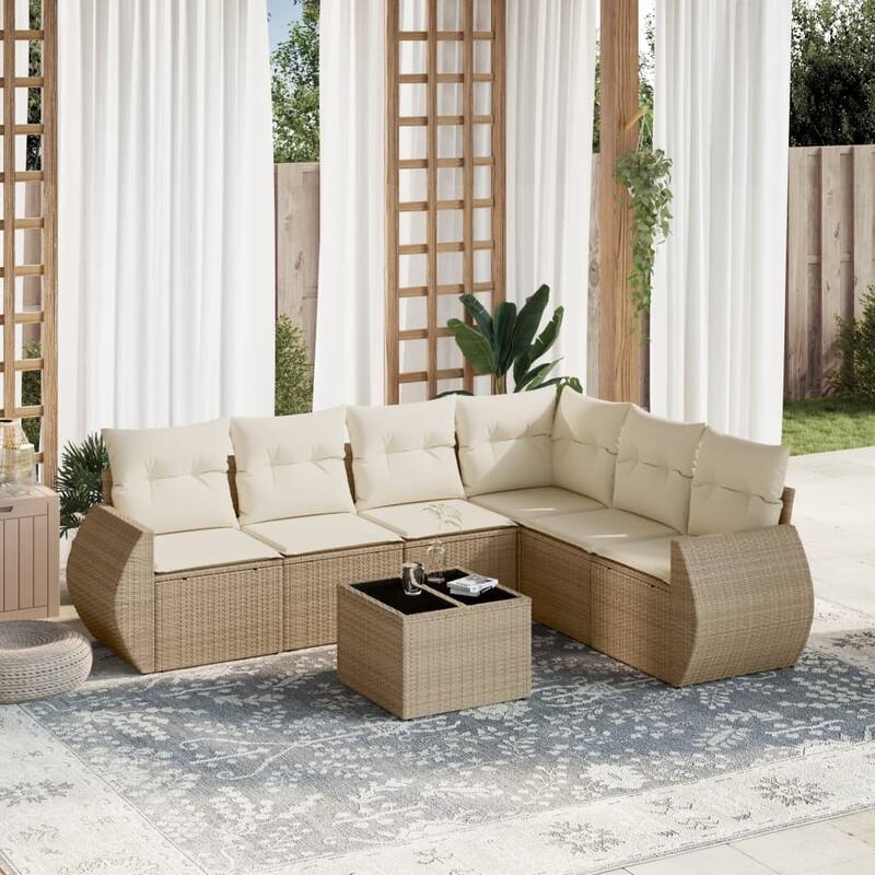 vidaXL Garden Sofa Set - Beige and cream With table