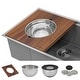 preview thumbnail 1 of 10, Ruvati Wood Platform with Mixing Bowl and Colander (complete set) for Workstation Sinks - - Silver