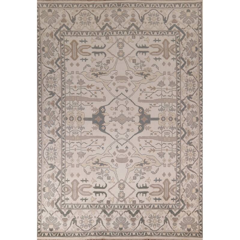 Earth Tone Oushak Area Rug Handmade Wool Carpet - 9'0"x 12'0"