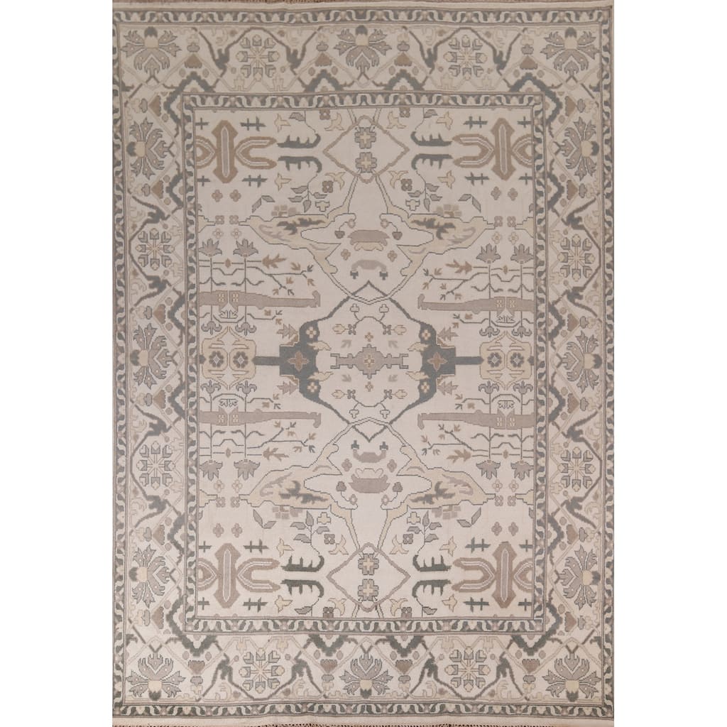 Earth Tone Oushak Area Rug Handmade Wool Carpet - 9'0"x 12'0"