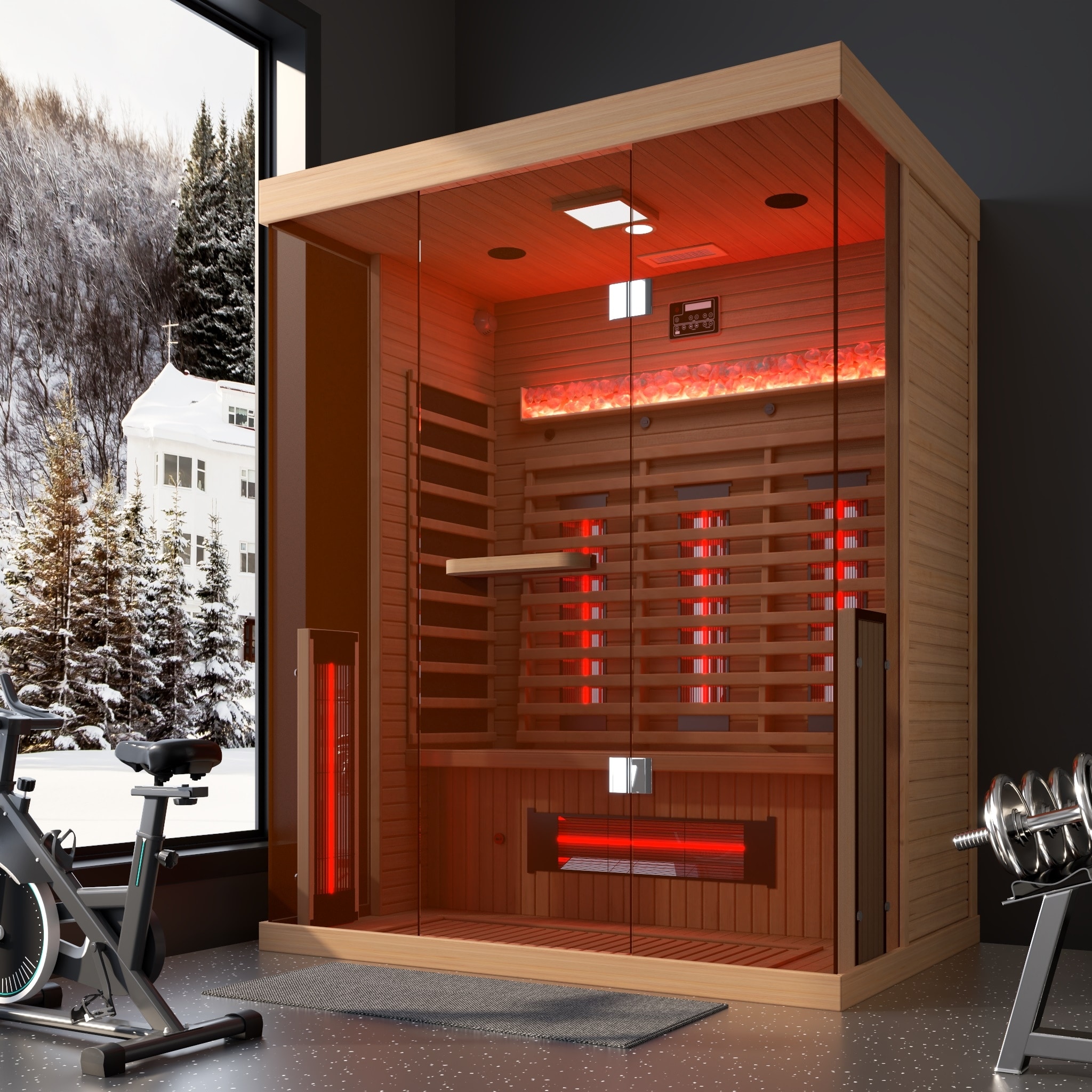 EROMMY up to 3 Person Infrared Sauna with 15-Minute Warm-Up Heater Tube and Carbon Plate