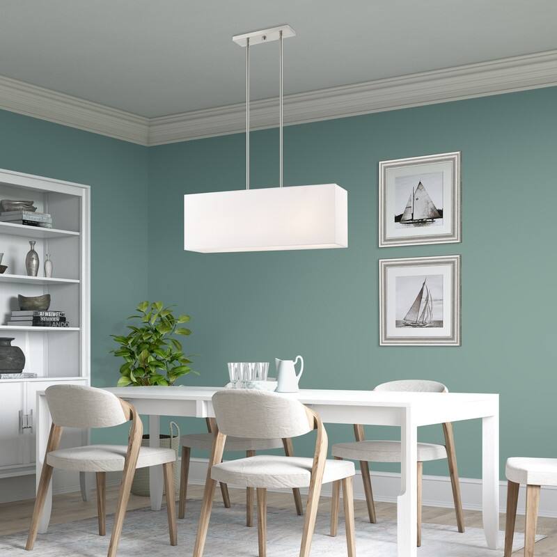Livex Lighting 3-light Brushed Nickel Indoor Chandelier, 41153-91 - 28"L x 8"W x 17.5"-47.5"Adj.H